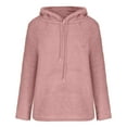 thumbnail image 5 of HAPIMO Womens Sweatshirt Long Sleeve Solid Color Sweatshirt Casual Warm Hooded Plush Pullover Tops Plus Fleece Womens Fall Fashion Clothes Pink XL, 5 of 8