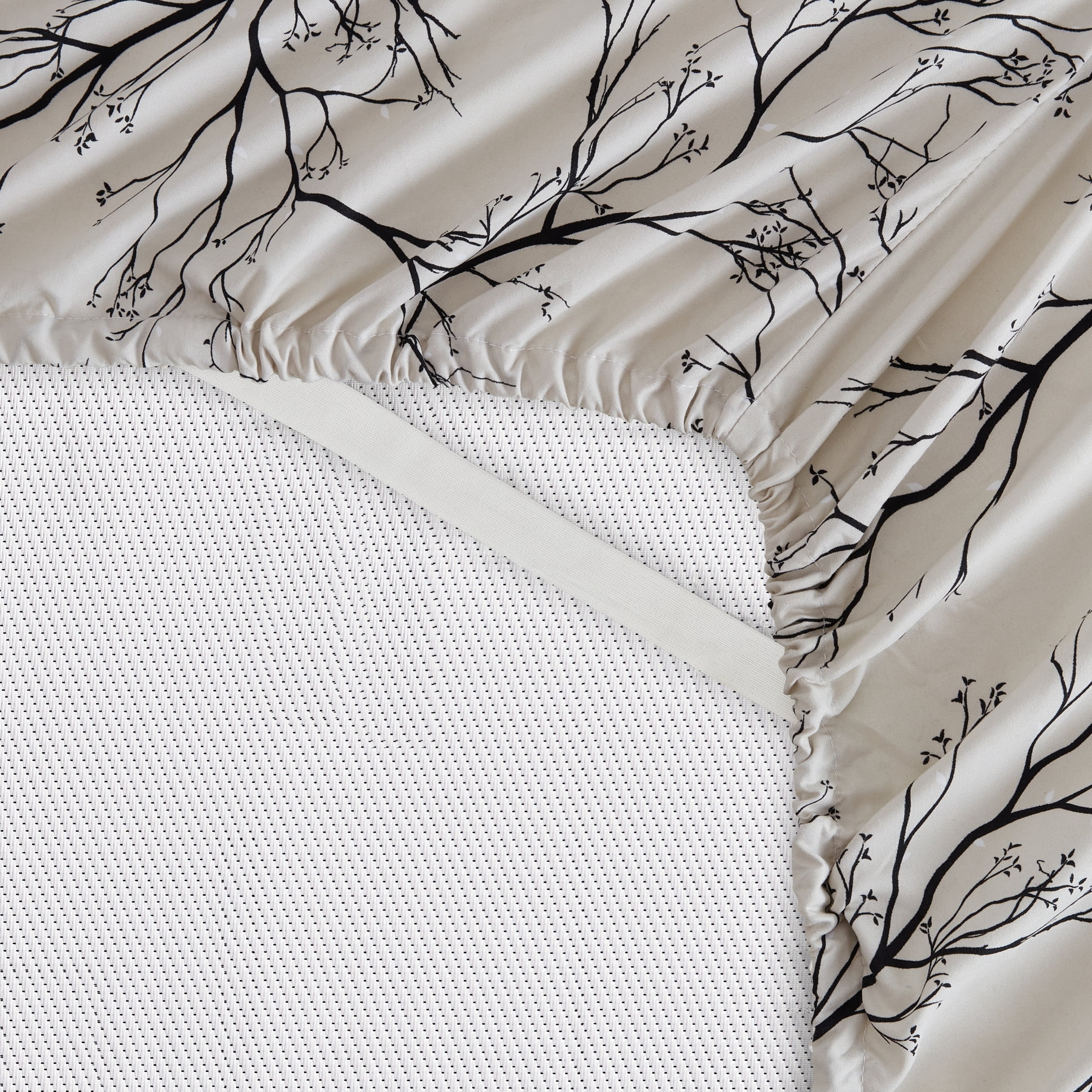 Clara Clark Printed Full Sheet Set - Shrinkage and Fade Resistant- 6 Piece Soft Deep Pocket Bed Sheets - 1 Fitted Sheet, 1 Flat Sheet, 2 Pillowcases and 2 Pillow Shams - Full, Branches