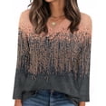thumbnail image 6 of Craaazy Women's Fashion Printed Fall Tunics Long Gifts Sleeve Tops Cross V Neck Shirts Loose Casual Blouses with Decor Button, 6 of 6