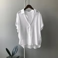 thumbnail image 3 of ZANZEA Women Turn-down Collar Short Sleeve Blouse Casual T-shirt Tops, 3 of 6