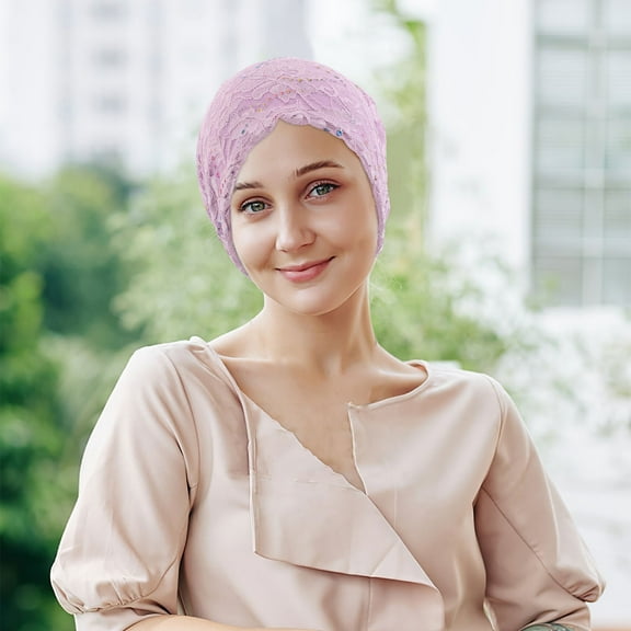 OFFIGAM Fashion Headscarf Hat Breathable Cap Purple 1Pack for Women Outdoor Activities Comfortable Fit