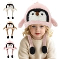 thumbnail image 4 of Leey-World Girls Penguin Knit Hat Boys Cartoon Warm Fuzzy Beanie Winter Fleece Lining Cap with Ear for Toddler Baby Boys and Girls, 4 of 9