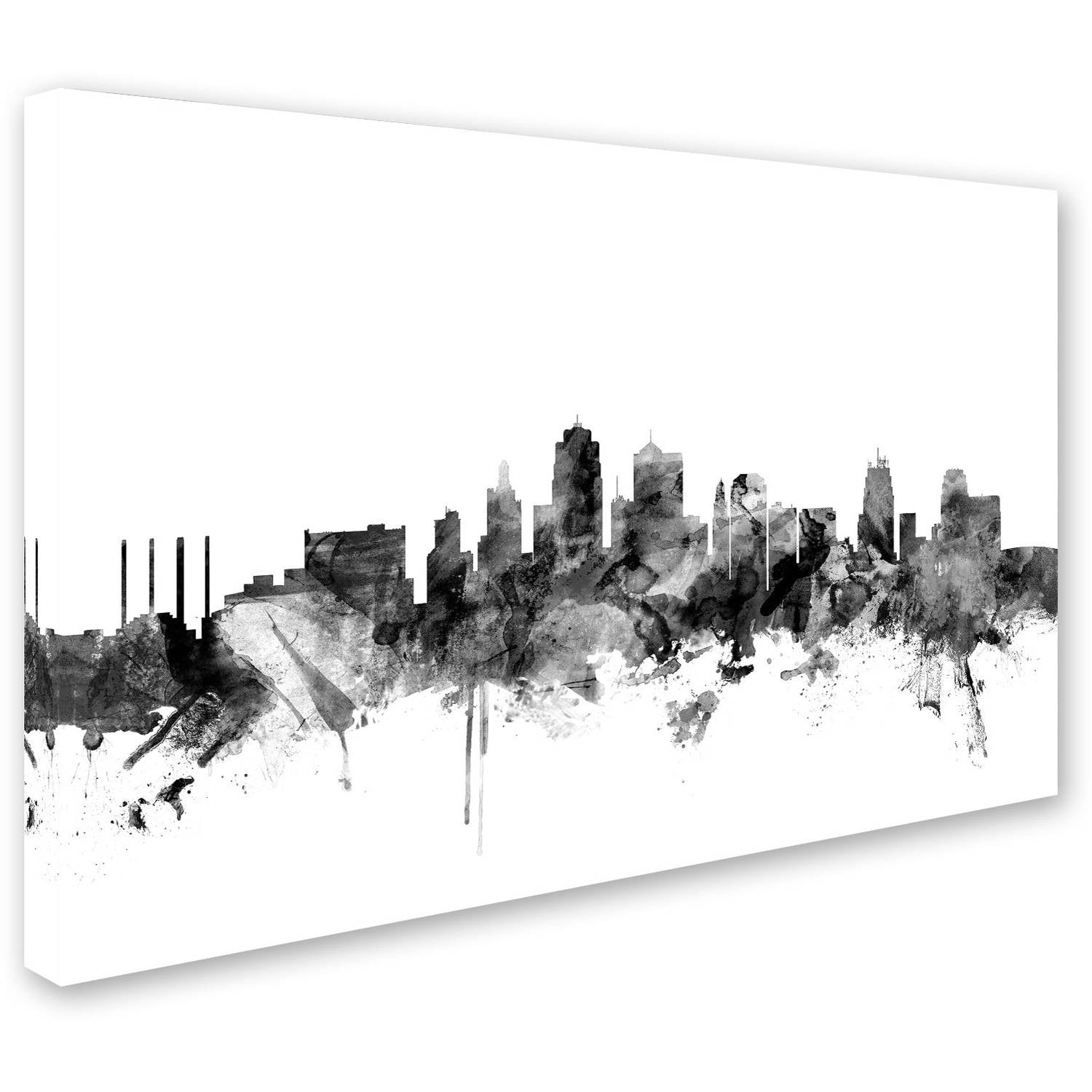 Trademark Fine Art "Kansas City Skyline B&W" Canvas Art by Michael Tompsett