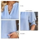 thumbnail image 5 of Estrela Blusa de media manga con farol para mujer, cuello en V, camisas fluidas, color puro, informal, lindo punto, color azul L, 5 of 6