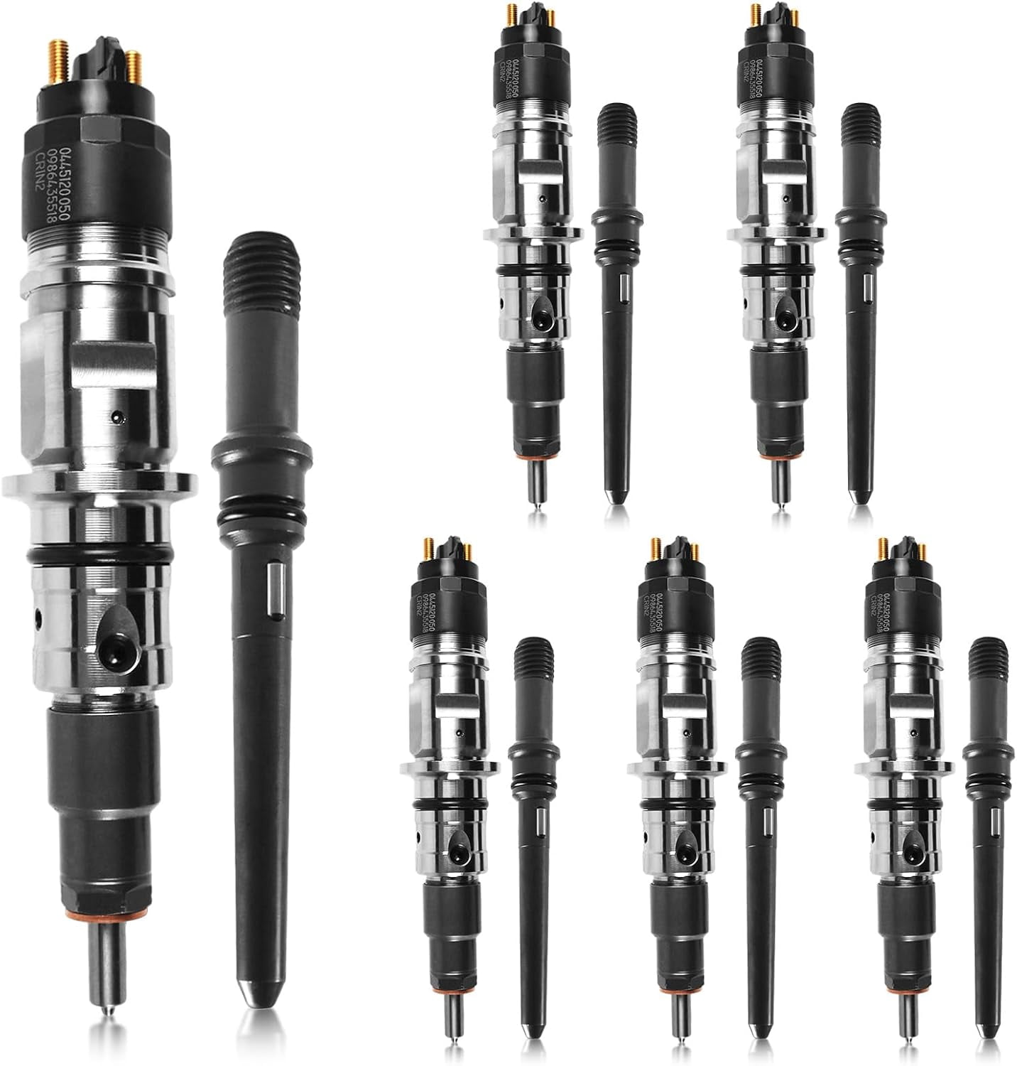 POLARPRA Set of 6 0445120050 Diesel Fuel Injectors w/ Tube for Dodge Ram 2500&3500 6.7L 2007-2012