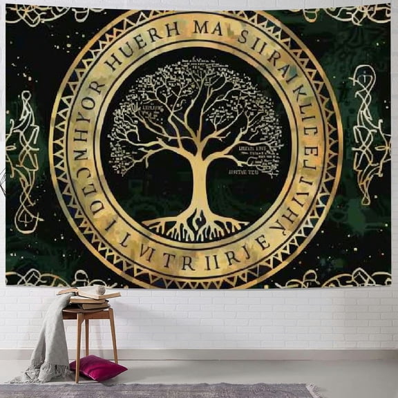 Creowell Nordic Vikings Tapestry Viking Yggdrasil Tree of Life Celtic Rune Scandinavian Aesthetic Mythology Tapestry Wall Hanging for Bedroom Living Room Decor  40x30inch