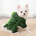 thumbnail image 3 of Pijama de perro de peluche con diseño de dinosaurio, abrigo para perro, sudadera con capucha para cachorro, disfraz de fiesta para perro y gato, cosplay de animales, ropa para perro, verde M, 3 of 5