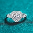 thumbnail image 3 of Sparkling 1 Carat Heart Moissanite Women Ring - 925 Sterling Silver Anniversary Ring & Wedding Engagement Jewelry Gift - Passes Tester, 3 of 7