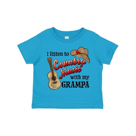 

Inktastic I Listen to Country Music with My Grampa Guitar and Hat Gift Toddler Boy or Toddler Girl T-Shirt
