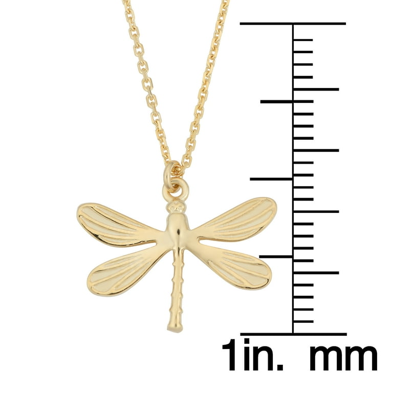 14k Yellow Gold Dragonfly Necklace 18 inch