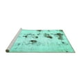 thumbnail image 2 of Ahgly Company Machine Washable Indoor Square Solid Turquoise Blue Modern Area Rugs, 7' Square, 2 of 4