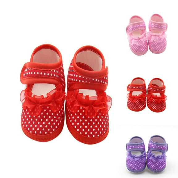 Maxcozy Baby Girls Bow Lace Flower Princess Shoes Newborn Infant Toddler First Walkers Footwear Cloth Soft Sole