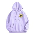 thumbnail image 5 of DDAPJ pyju Womens Cute Graphic Hoodies Oversized Sunflower Print Hooded Sweatshirt Teen Girls Y2K Aesthetic Hoodie with Kangaroo Pocket Purple S, 5 of 6