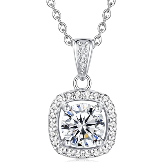 FANCIME Moissanite Necklace for Women 925 Sterling Silver Moissanite Pendent Necklace Anniversary Mother's Day Valentines Sparkling Gift for Her