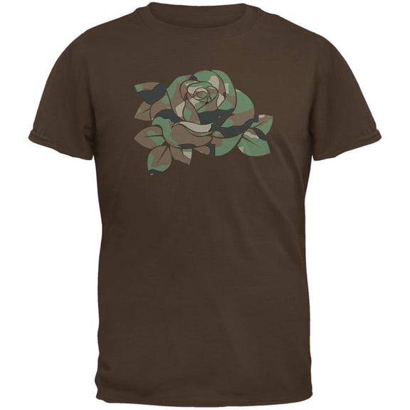 Camo Rose Military Wife Brown Adult T-Shirt - 2X-Large