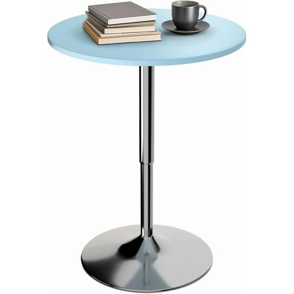 ZALIX Round Bar Table 27.5"- 36" Height Adjustable Bistro Pub Table, Bar Height Cocktail Table with Swivel Top Metal Base, Tall Table for Home Bar Party Event, Blue