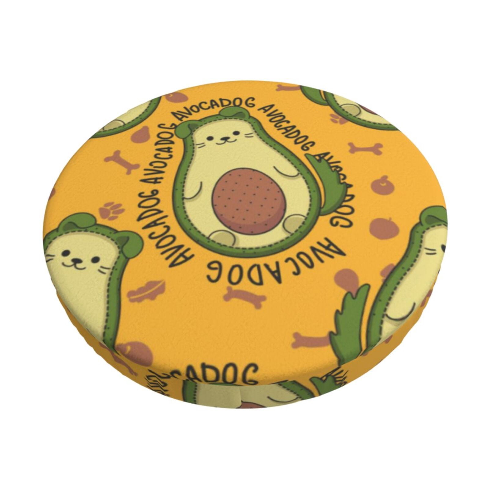 Easygdp Avocado Dog Print Easy To Install Bar Stool Covers&Stool Covers Round&Elastic Stool Cover, Barstool Covers,Washable&Bottom With Elastic Edge-14 inch