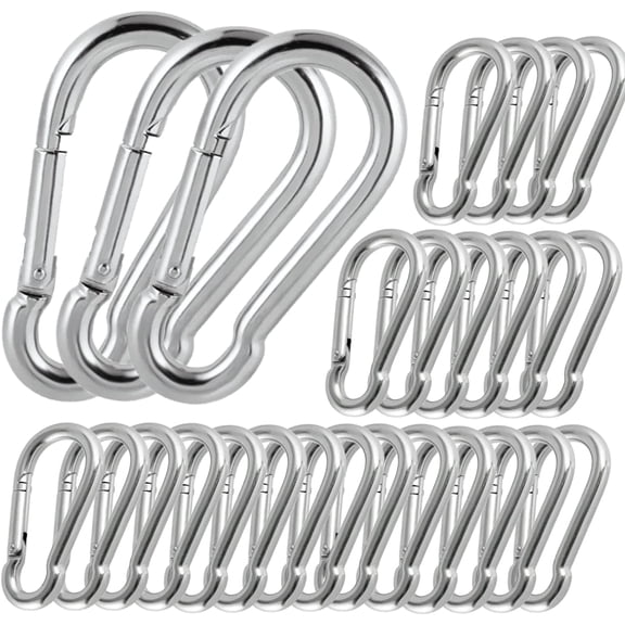 100Pack Heavy Duty Carabiner Clips, M8 5/16" Spring Snap Hooks 3Inch Zinc-Galvanized Steel Chain Clips Quick Links Safety Connector for Hammock Swing Fitness Gym Outdoor Supplies Boating