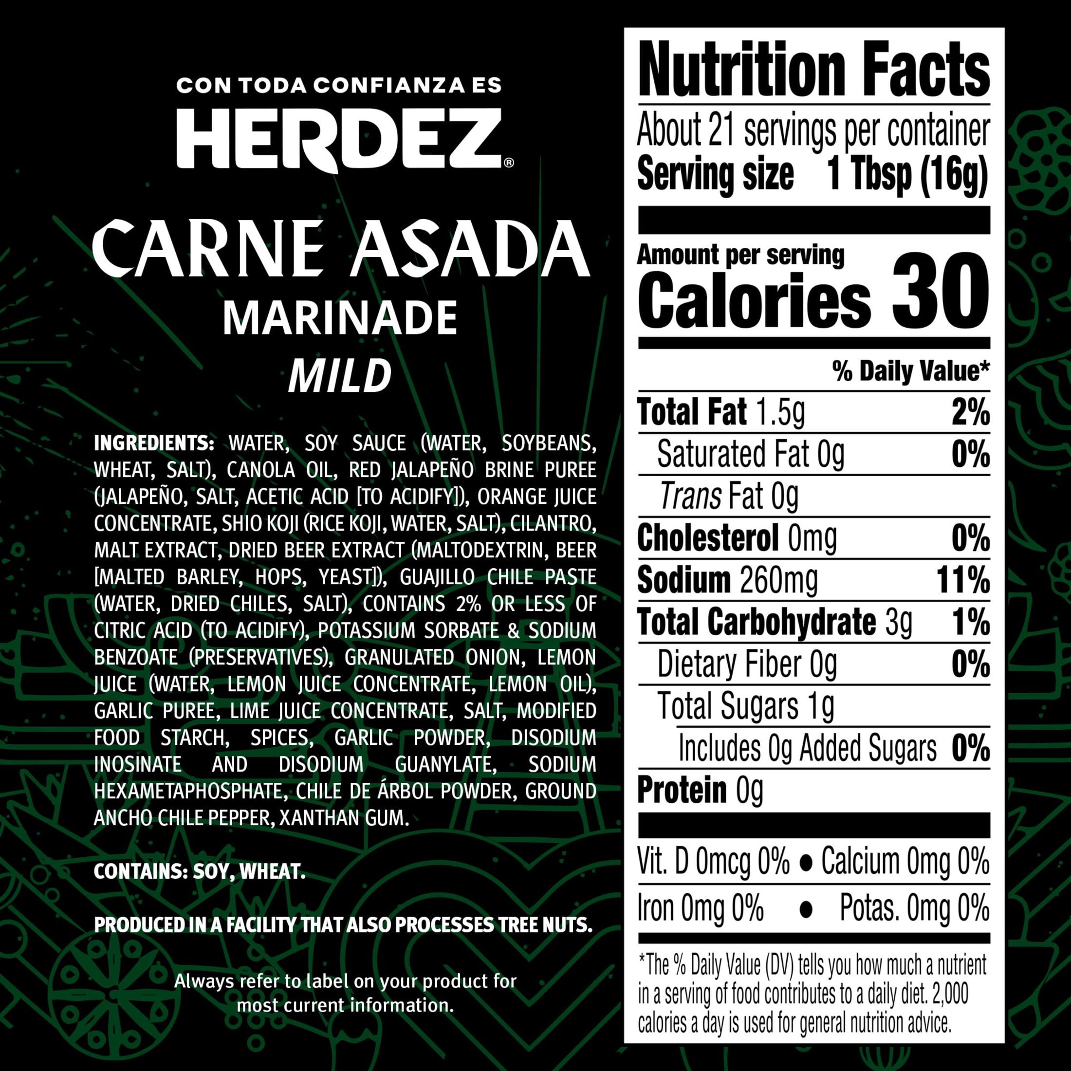 (6 pack) HERDEZ Carne Asada Marinade Mild, Marinade, 12oz Glass Bottle