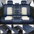 thumbnail image 5 of 2015 for BMW 320 Car Seat Cover, Faux Leather 5 Seats Full Set With Lumbar Support Waterproof, Blue and White Car Seat Covers, Airbag-Compatible, 5 of 7
