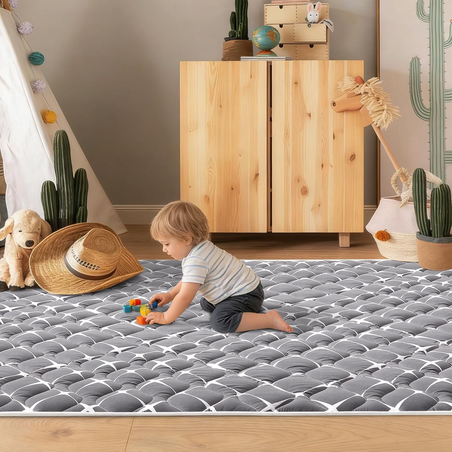 Mat - 71" X 59",Premium Thicker Foam One-Piece  Washable,  Large Anti-Slip Soft Cushioning Foam Playmats for Babies and Toddlers, Foldable  Crawling Mat for Playpen