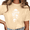 1-Beige, variant on Giffimy Women Floral Skull With Purple Rose Wild Fern Botanical Gothic Crew Neck Short Sleeve S-3XL Apricot Tops