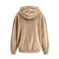thumbnail image 4 of Gtoiithly Women's Soft Velour Zip Up Hoodie Jacket, Lined Long Sleeve Hooded Sweatshirt, Casual Warm Outerwear for Fall & Winter with Pockets Khaki S, 4 of 5