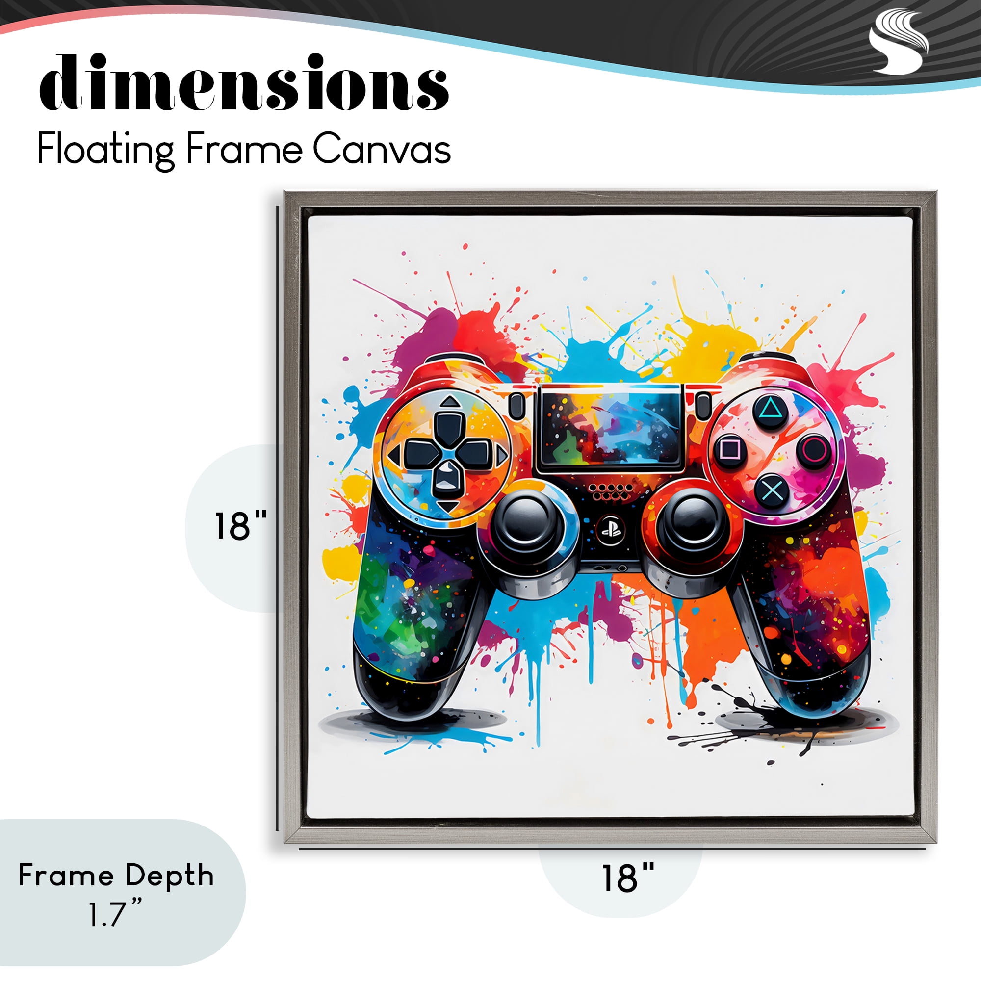 Stupell Industries Playful Bright Game Controller Gray Framed Floater Canvas Wall Art, design by Creative Studio
