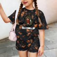 thumbnail image 4 of Girls Halloween Costumes Pumpkin T-Shirt and Shorts Set Comfortable Knit Easy Pull-On Elastic Waist Kids Trick or Treat Outfit, 4 of 5