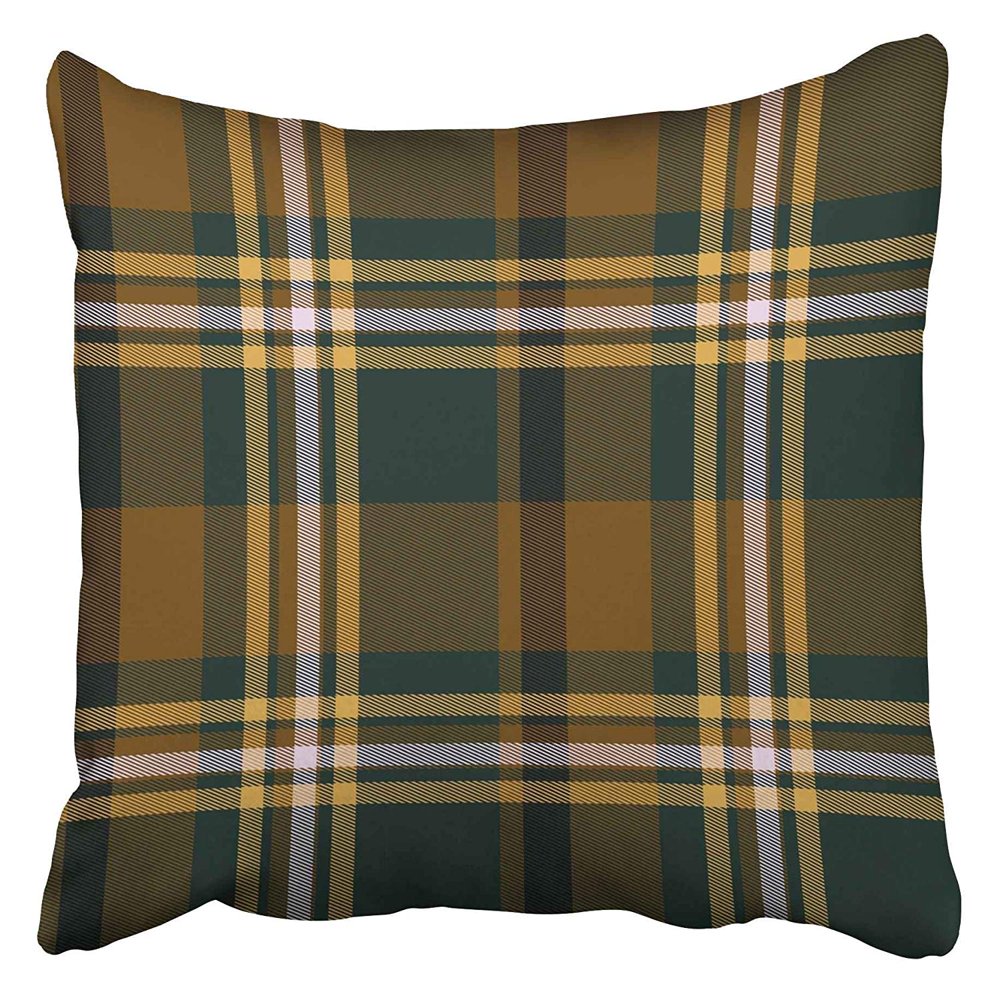 CMFUN Scottish Brown and Green Tartan Plaid Traditional Checkered Clan