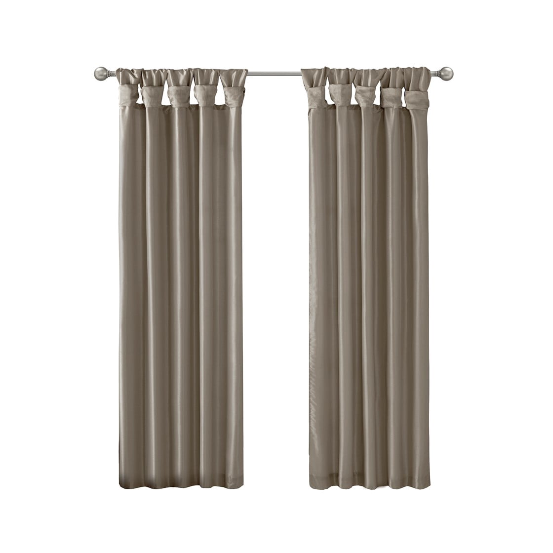 Twist Tab Lined Window Curtain Panel Pewter 50"x108"