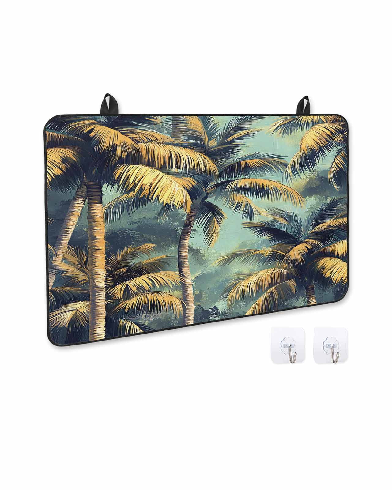 nqOlkjepod Large Induction Cooktop Protector Mat 24"x21", Summer Palm Tree Stove Top Covers for Electric Stove, Farmhouse Nature Tropical Plant Leaves Stove Burner Cover Mats, Glass Top Stove Cover
