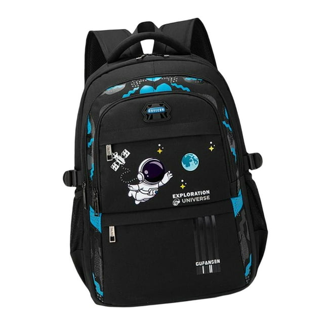 Mochila infantil de astronauta con correa ancha para el hombro, bonita mochila escolar para niños negro grande