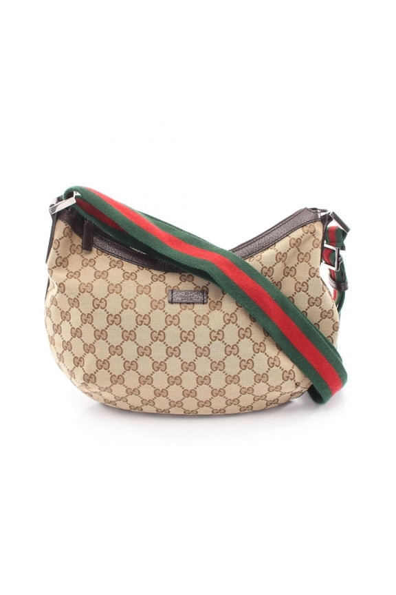 Pre-Owned Gucci GG Canvas Shoulder Bag/Handbag, and Leather, Women's, Beige/Brown/Multicolor,...