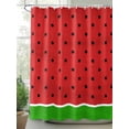 thumbnail image 2 of Watermelon Shower Curtain Set, Waterproof Shower Curtains for Bathroom, Black Polka Dots Green Summer Fruits Washable Fabric Cloth Bath Curtain for Bathtub Decoration with Hooks 72x78 Inches, 2 of 6