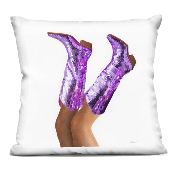 Stupell Industries Purple Glam Cowgirl Boots Design by Amanda Greenwood Throw Pillow