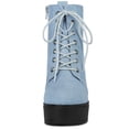 thumbnail image 2 of Unique Bargains Women's Zip Platform Chunky Heel Combat Boots, 2 of 5