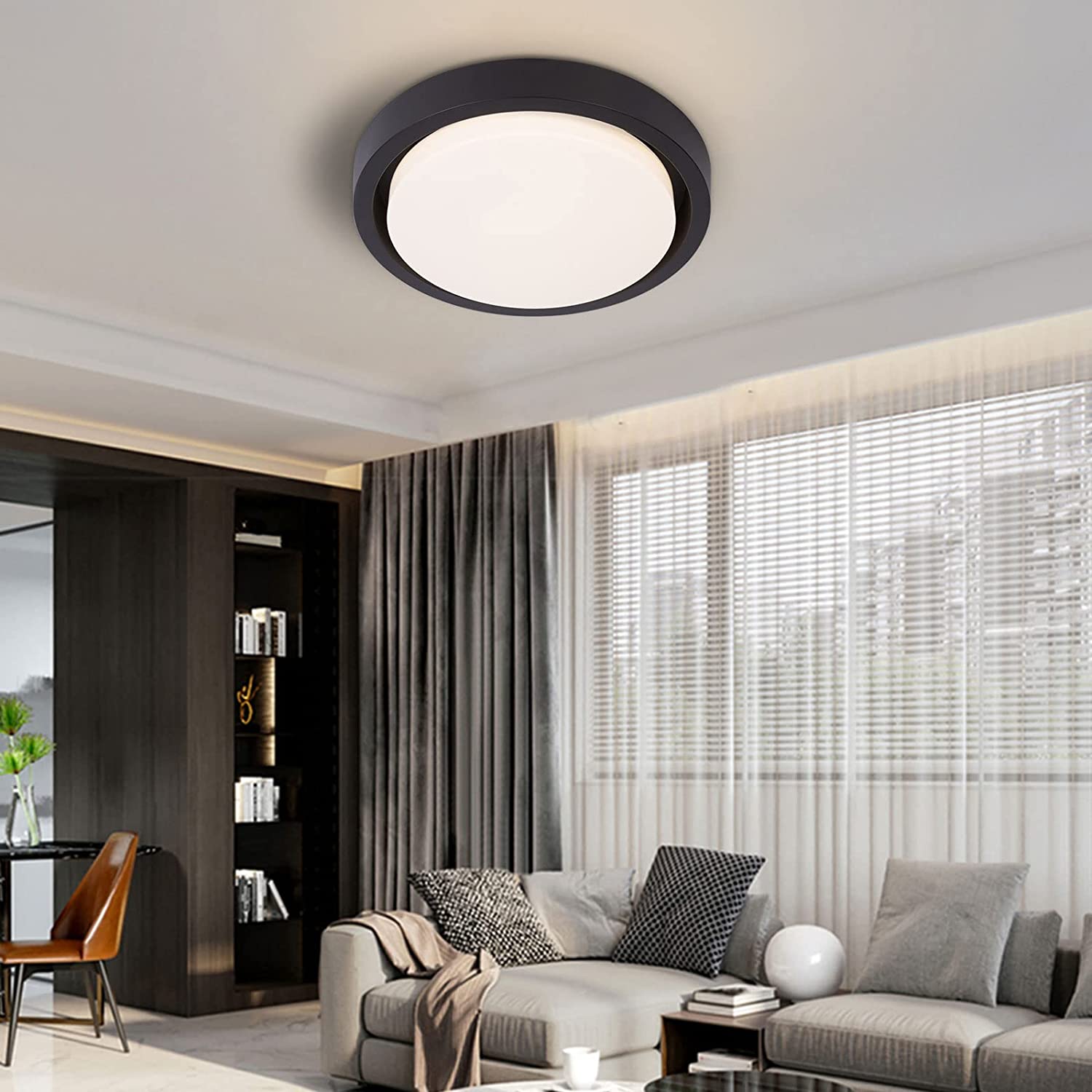 FETCOI Flush Mount Ceiling Light 18W Equivalent LED Ceiling Light Fixture 4000K Modern Ceiling Lamp for Bathroom Hallway