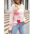 thumbnail image 5 of Women's Cute Heart Cream Sweaters Trendy Fall Pullover Crewneck Long Sleeve Soft Knitted Sweater Top, 5 of 10