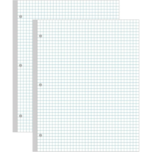 (2-Pack) A4 Grid Filler Paper, 3-Hole , 200Sheets / 400Pages Loose-Leaf Paper, 100gsm White Paper, 8.5'' x 11''