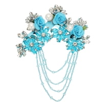 Uxcell Flower Rhinestone Appliques for Dresses, 3D Light Blue Rhinestone Embellishments 7 Flowers