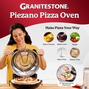 Granitestone PIEZANO 12 Inch Electric Indoor Pizza Oven Heats up to 800˚F, Pizza Maker w/ Ceramic Stone for Crispy Crust Pizza, Cooks in Under 6 Min, Countertop, Heat Control, Slicer & Scraper