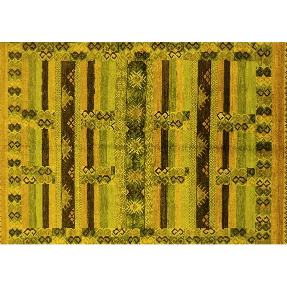 Ahgly Company Indoor Rectangle Oriental Yellow Industrial Area Rugs, 2' x 3'