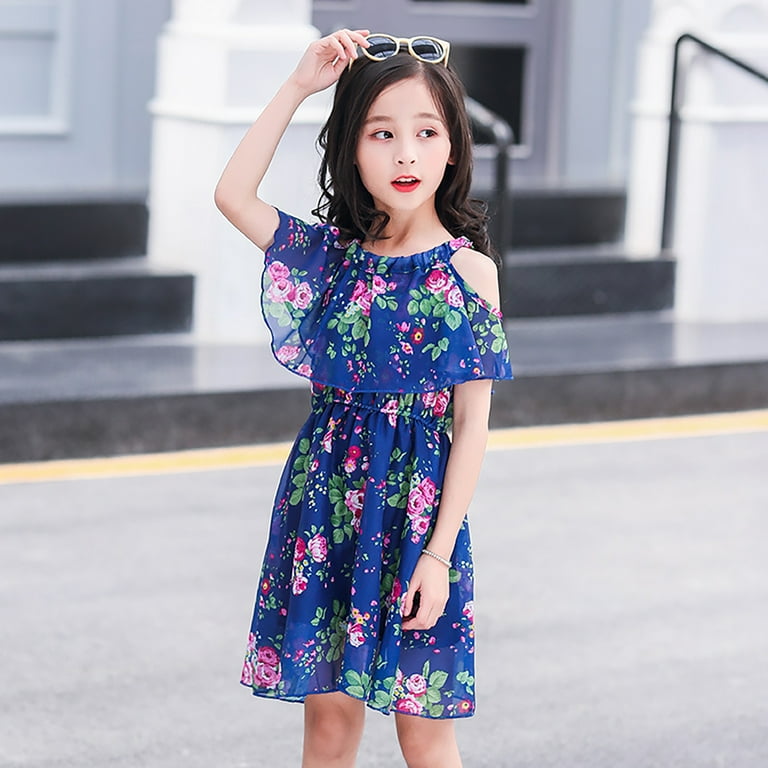 SPRING PARK Children Dresses For Girls Floral Print Dress Casual Style Kids  Summer Clothes - Walmart.com