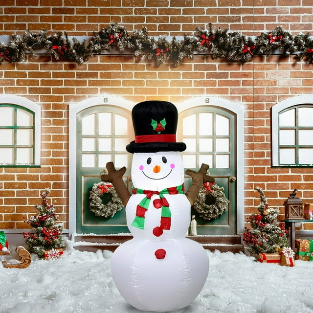 AMERTEER Inflatable Cartoon Giant Snowman with LED Light for Xmas Garden Party Decor