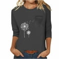 thumbnail image 2 of 3/4 Sleeve Womens T-shirts Crew Neck Dandelion Tee Shirts for Women with Chest Pocket Casual Summer Tops, 2 of 5