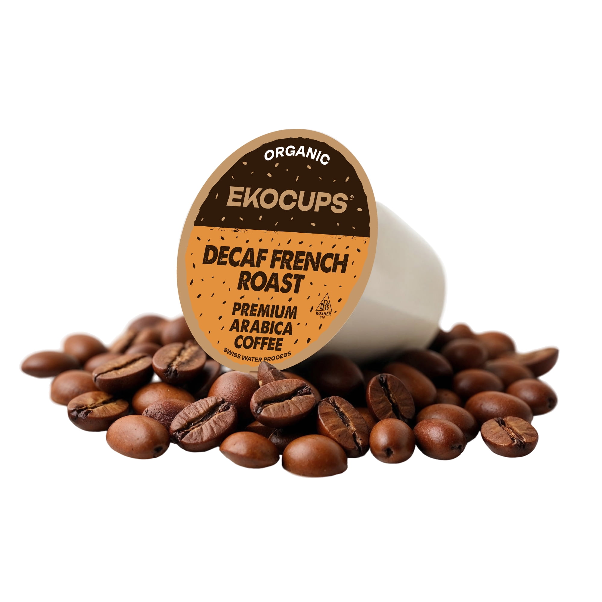 EKOCUPS Organic Decaf French Roast Coffee Pods, 40 Count Dark Roast, Swiss Water Process, Fair Trade Certified K-Cup Pods for Keurig Machines