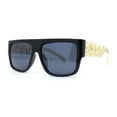 thumbnail image 2 of Rapper Flat Top Thick Metalic Chain Arm Plastic Sunglasses Black Gold - Solid Black, 2 of 4