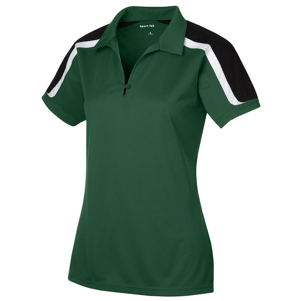 SportTek SportTek Women's Tricolor Shoulder Polo Shirt_Forest Green