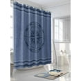 thumbnail image 5 of Nautical Compass Waterproof Fabric Shower Curtain, Navy Blue Striped Coastal Compass Shower Curtain for Bathroom Curtains Bathtubs Hotel Washable Shower Curtains with 12 Hooks Stall 54x78in, 5 of 6
